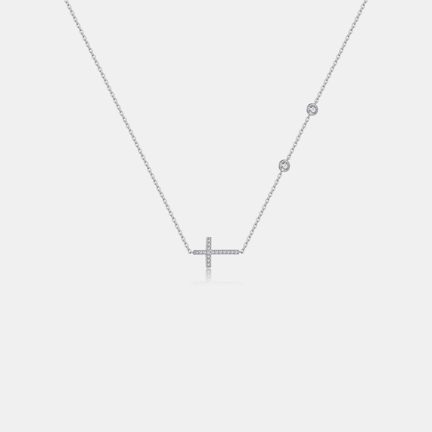 Zircon 925 Sterling Silver Cross Necklace - Babbazon Necklace