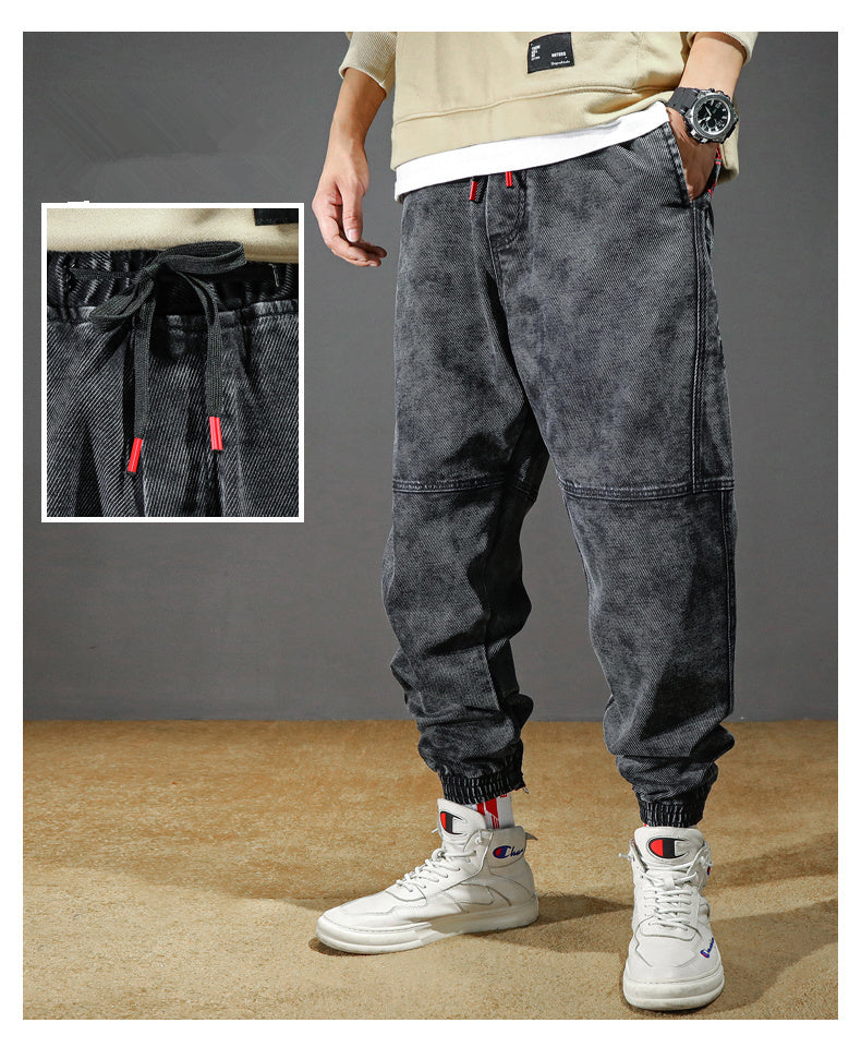 Embroidered men's loose jeans