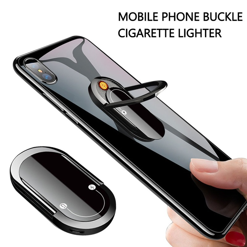 2 In 1 Portable Creative USB Plasma Lighter Mobile Phone Holder Multi-function Cigarette Lighter