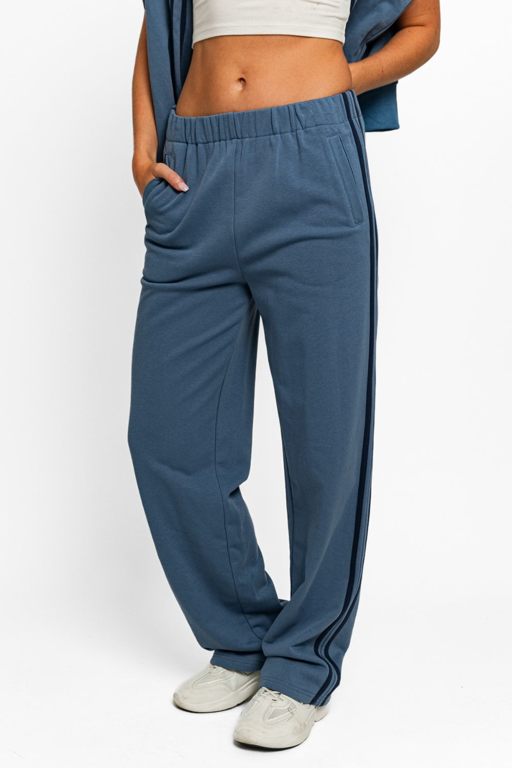 Tasha Apparel High Waisted Side Stripes Straight Track Sweatpants - Babbazon New Products