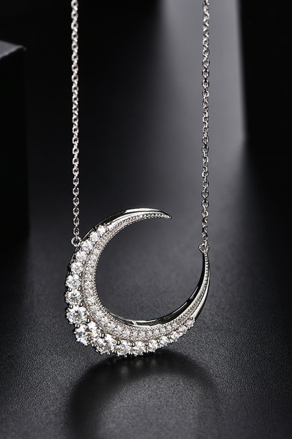 1.8 Carat Moissanite Crescent Moon Shape Pendant Necklace 