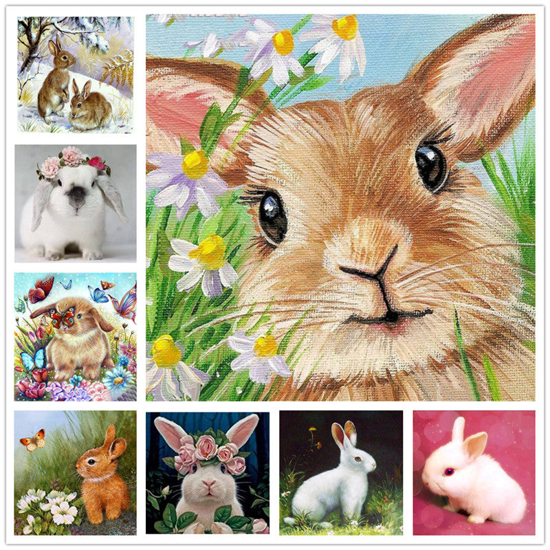 5D Diamond And Rabbit Digital Resin Rhinestone Painting Kit