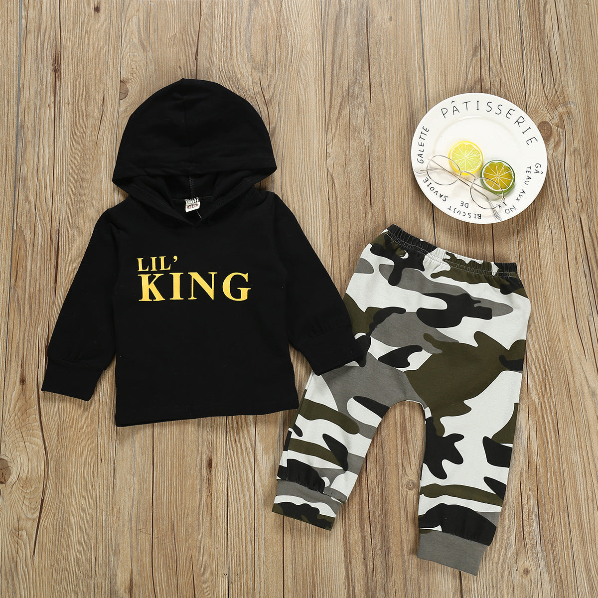 Boys' hooded sweatshirt long-sleeved trousers suit