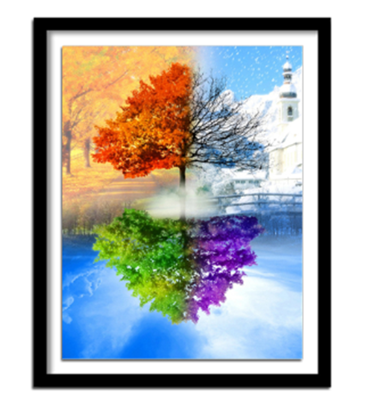 Four Seasons Tree Stick Drill Painting Living Room Cross - stitch