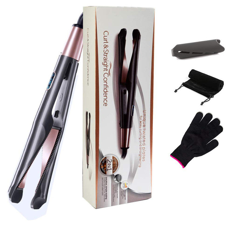 2 In 1 Hair Straightener And Curler Curling Iron For All Hair Types Tourmaline Ceramic Twisted Flat Iron For Hair Styling 