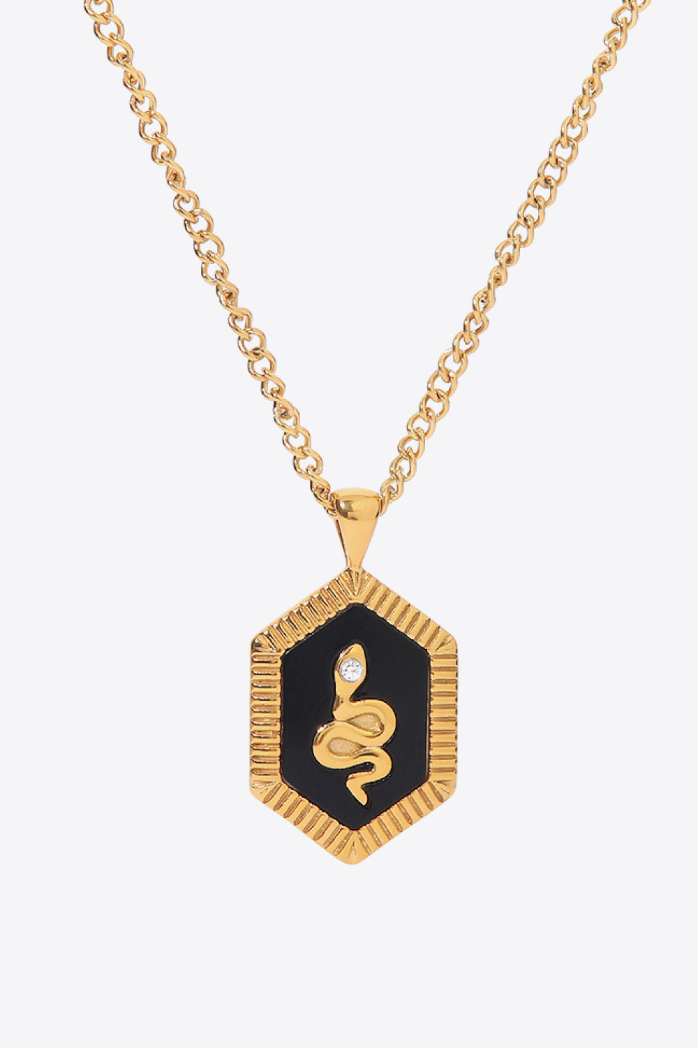 18K Gold Plated Snake Geometric Pendant Necklace 