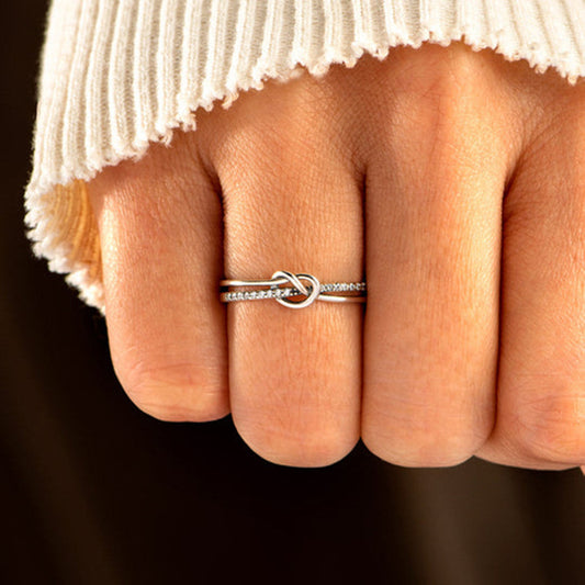 925 Sterling Silver Double-Layered Knot Ring 