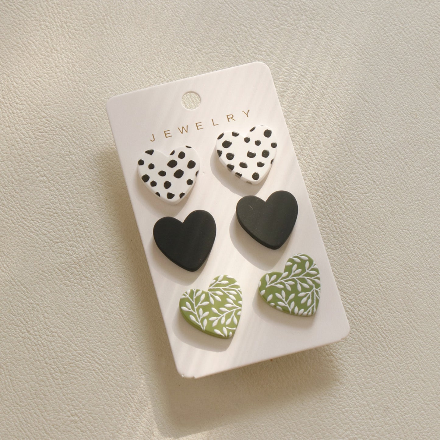 3 Piece Acrylic Heart Stud Earrings 