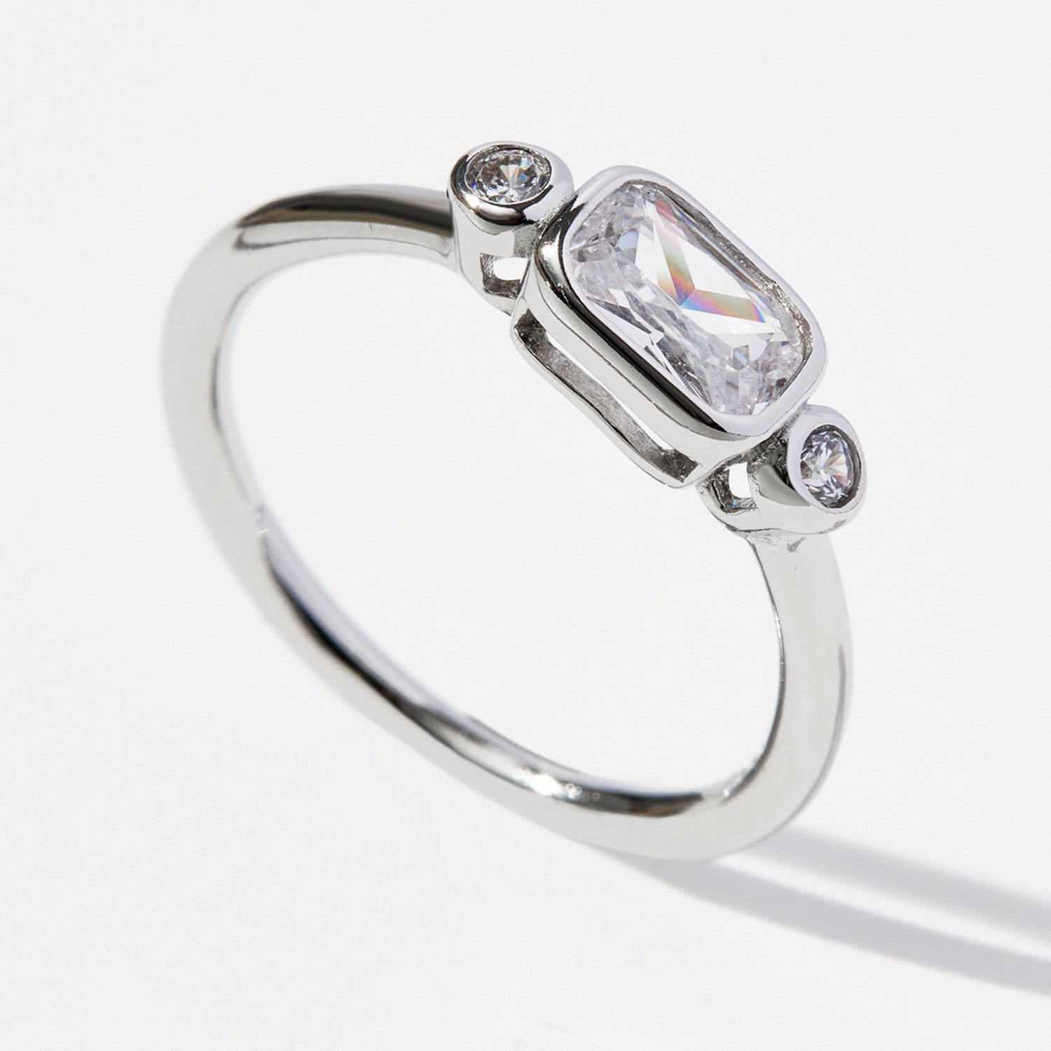 925 Sterling Silver Geometric Zircon Ring 