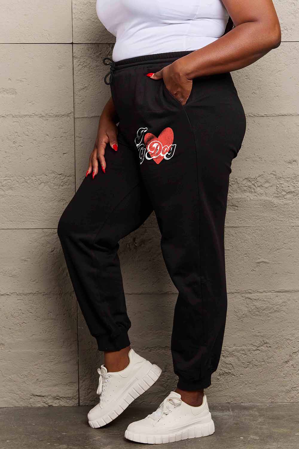 Simply Love Simply Love Full Size I LOVE MY DOG Graphic Joggers 