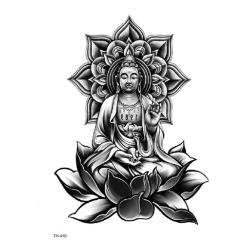 Buddha Statue Series Tattoo Sticker Flower Arm Tattoo Sticker