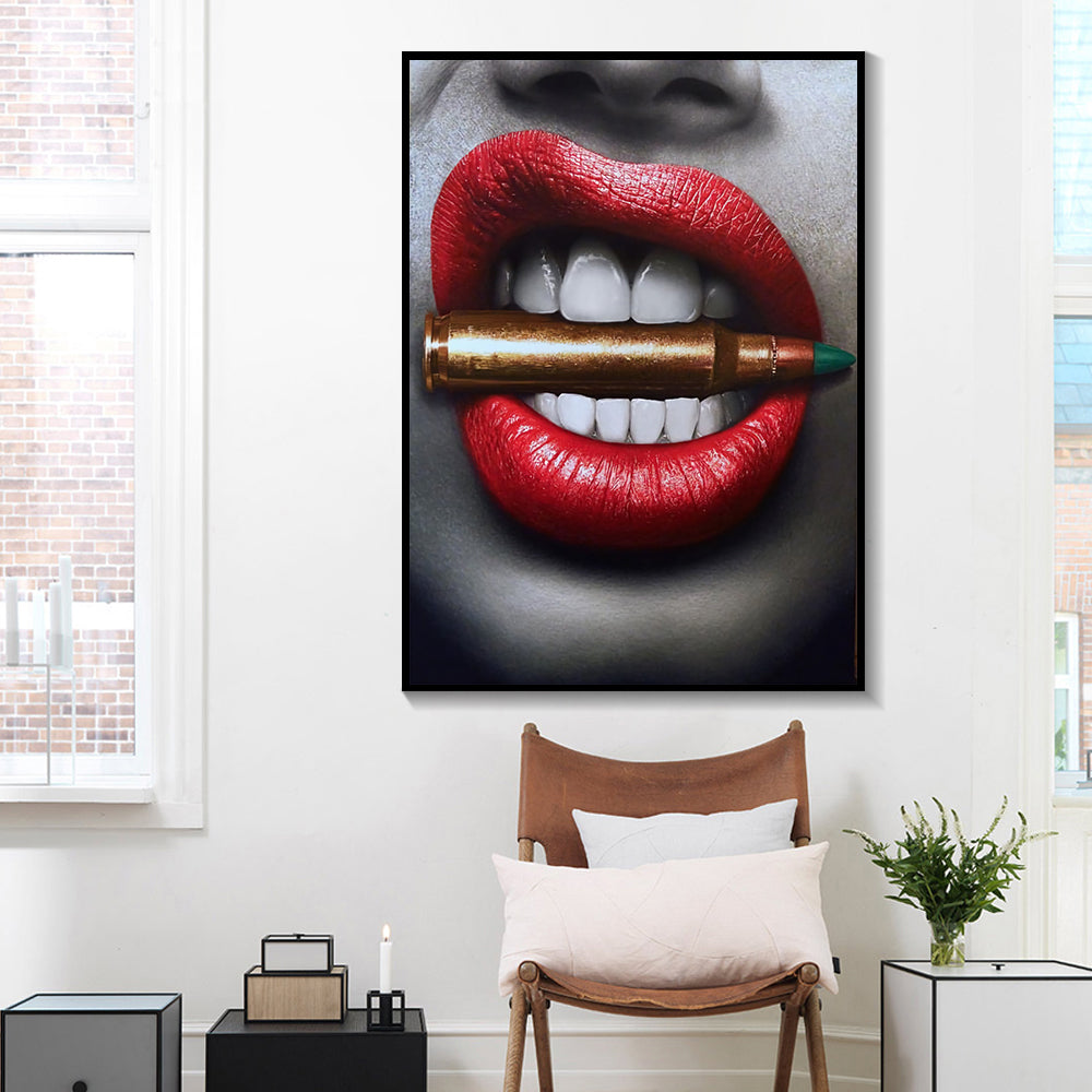 Lipstick Diamond Canvas For Living Room Decoration