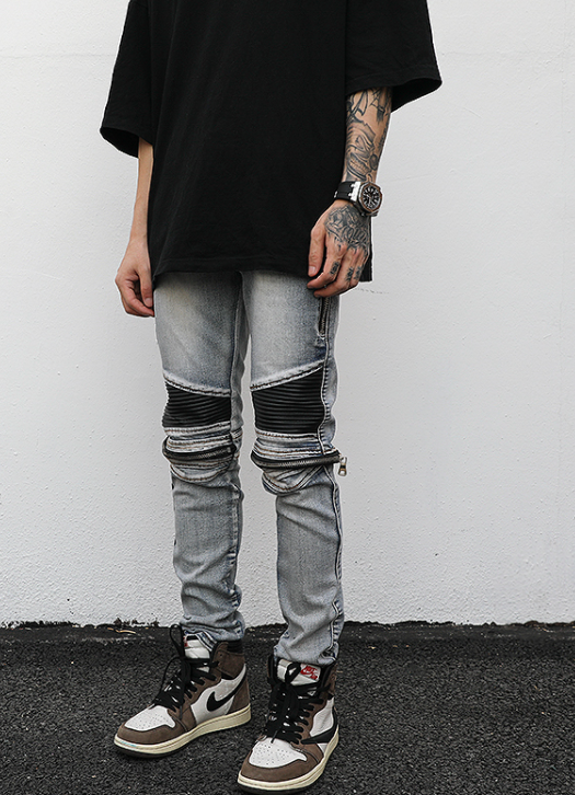 Zippered Biker Denim