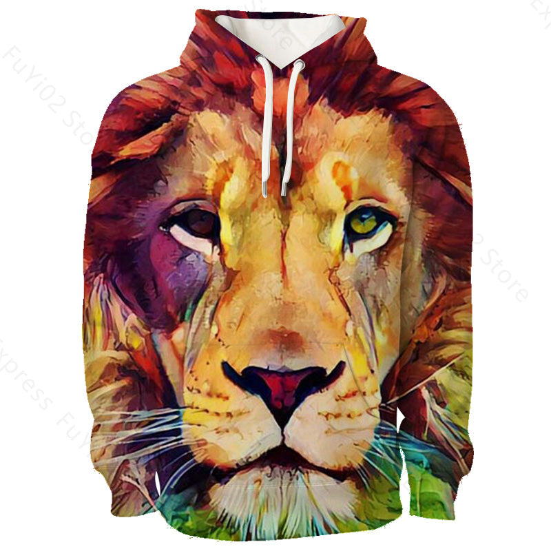 Animal 3d Wolf Pattern Hoodie Men And Women Sports Casual Wear