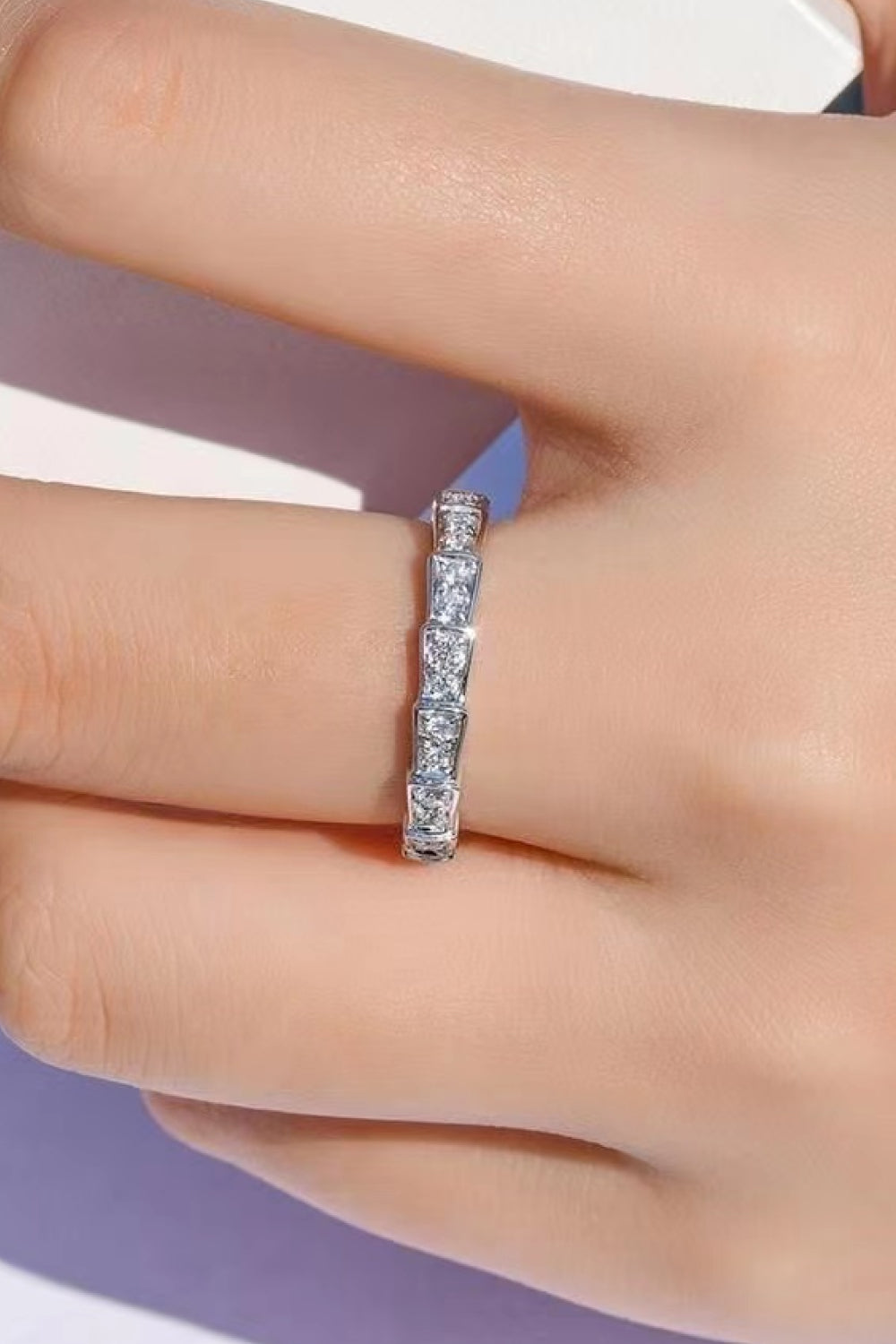 Shiny 3 Carat Moissanite Platinum-Plated Ring 