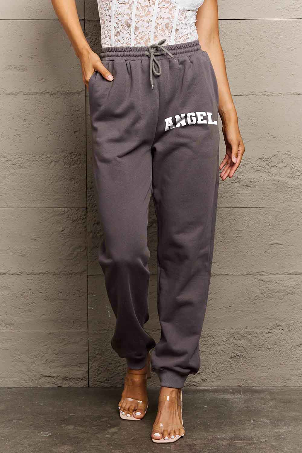 Simply Love Simply Love Full Size Drawstring Angel Graphic Long Sweatpants 