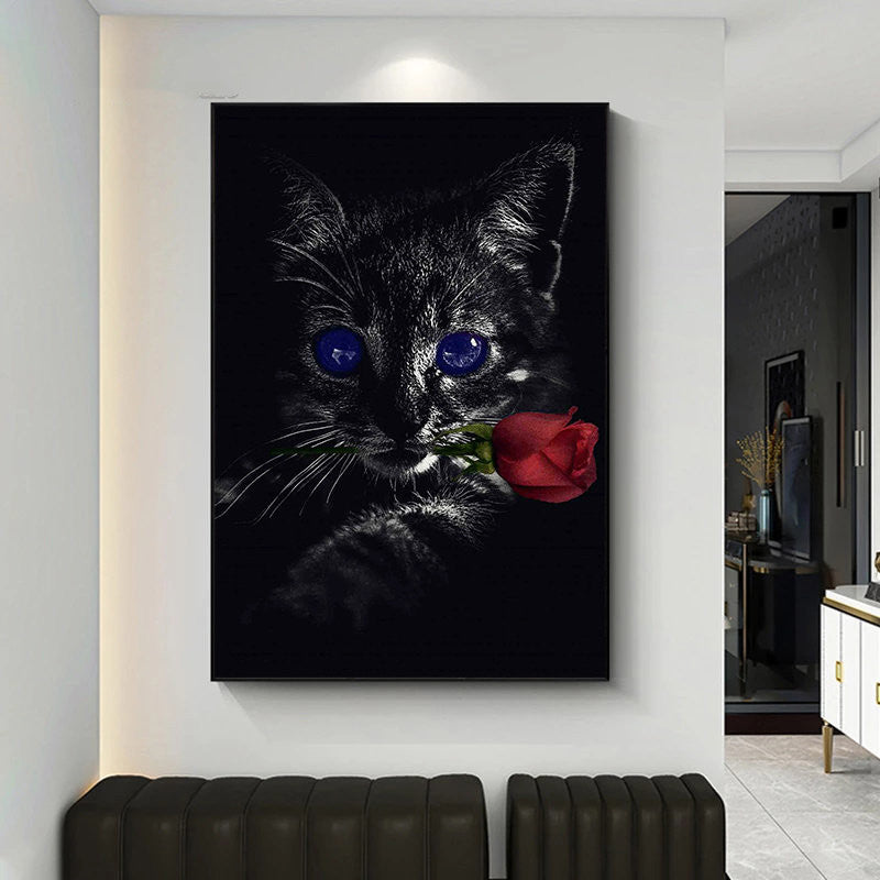 Paintings On The Canvas Depicting Black Cats