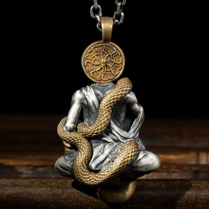 Silver-plated Zodiac Buddha Pendant Avalokitesvara Necklace