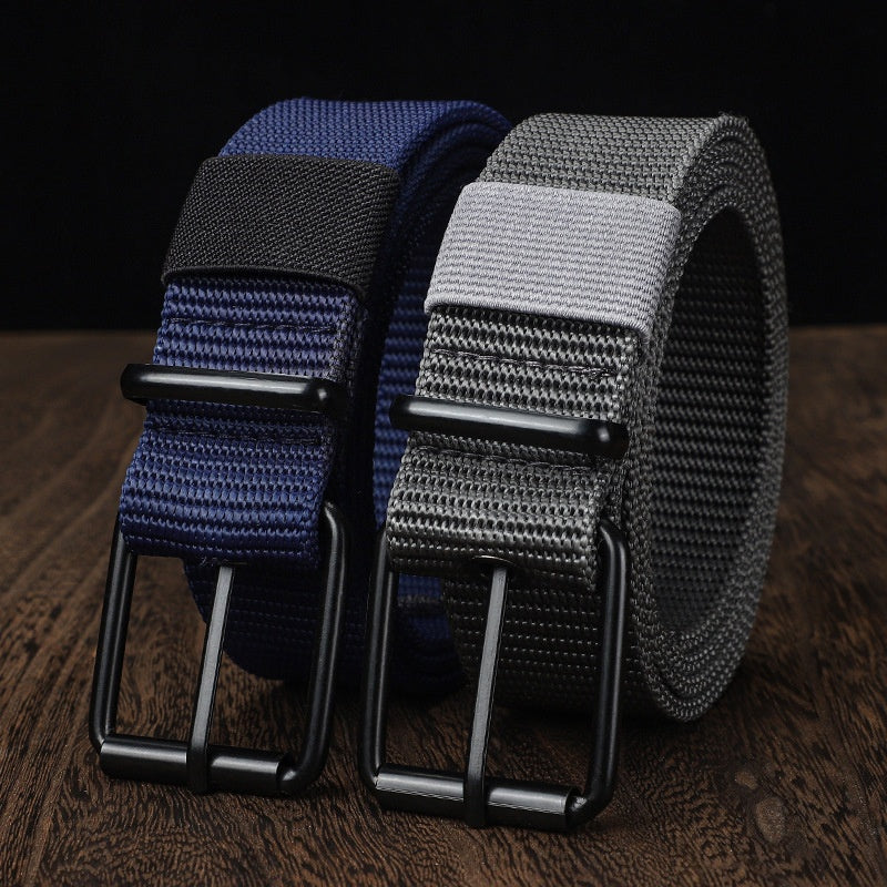 Lengthened Porous Pin Buckle Canvas Belt Men And Women Universal Belt 