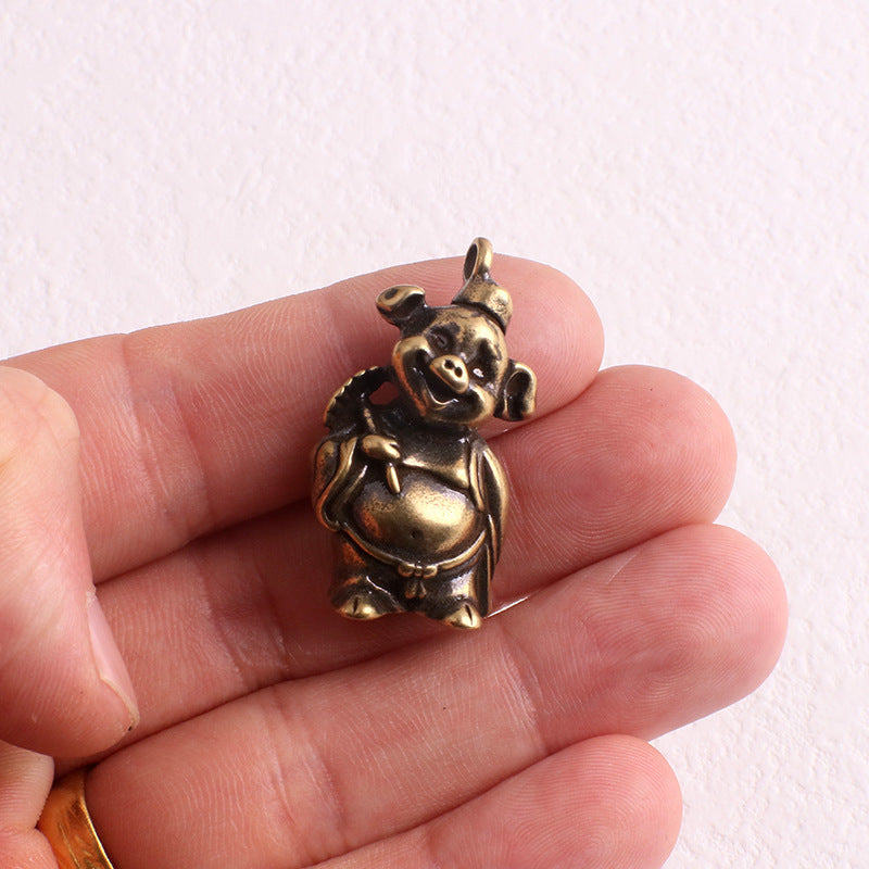 Brass Car Key Pendant Laughing Buddha