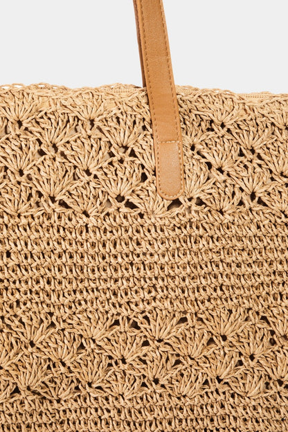 Fame Straw Braided Tote Bag 