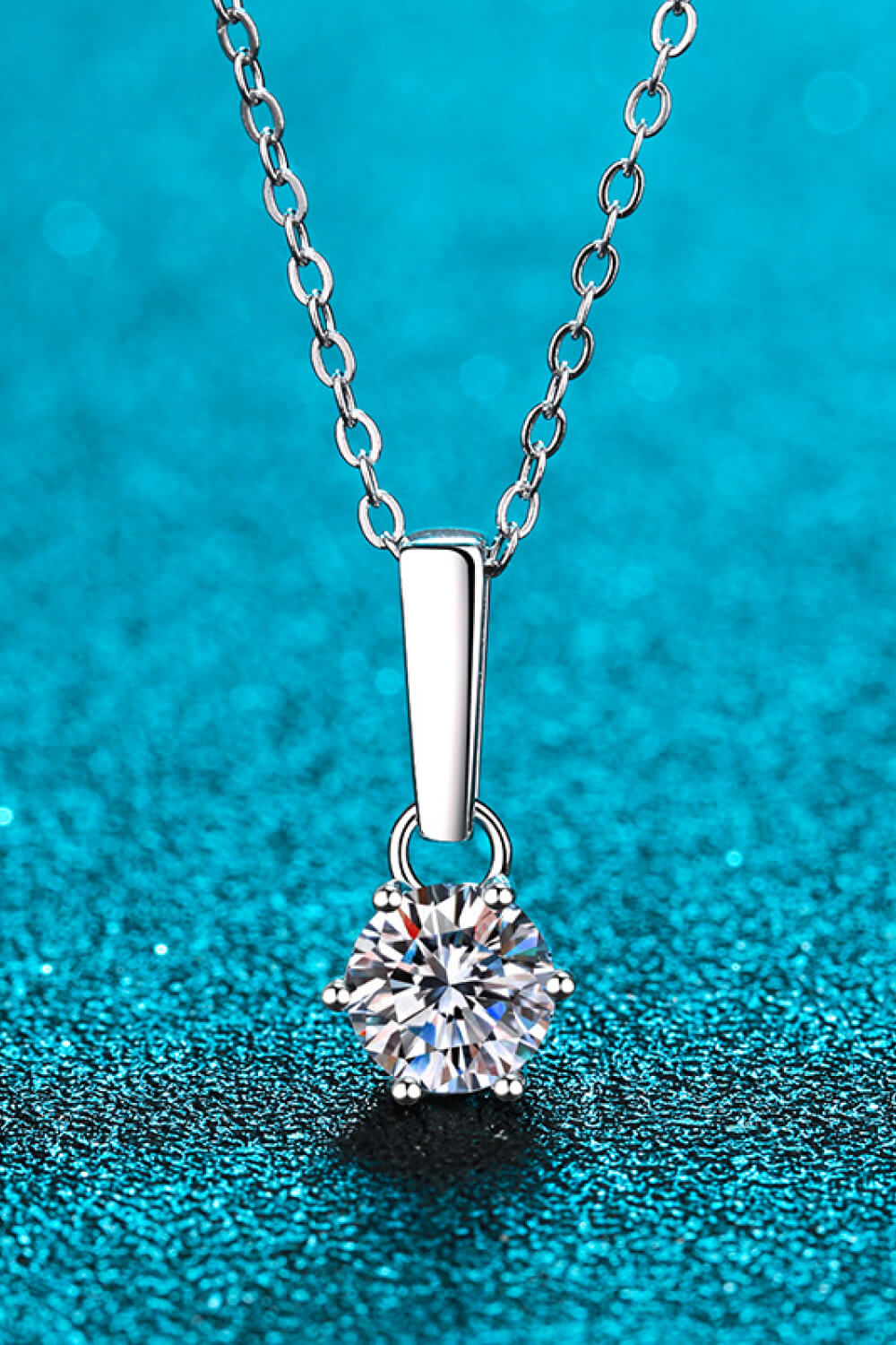 1 Carat Moissanite 925 Sterling Silver Chain-Link Necklace 