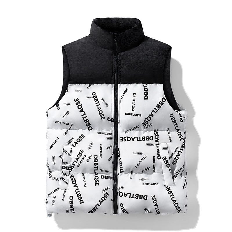 Men's Winter Stitching Sleeveless Cotton Coat 