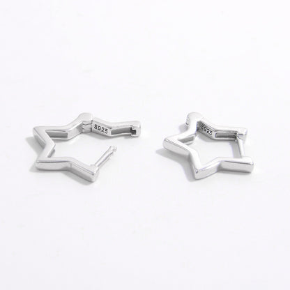 925 Sterling Silver Inlaid Zircon Star Earrings 