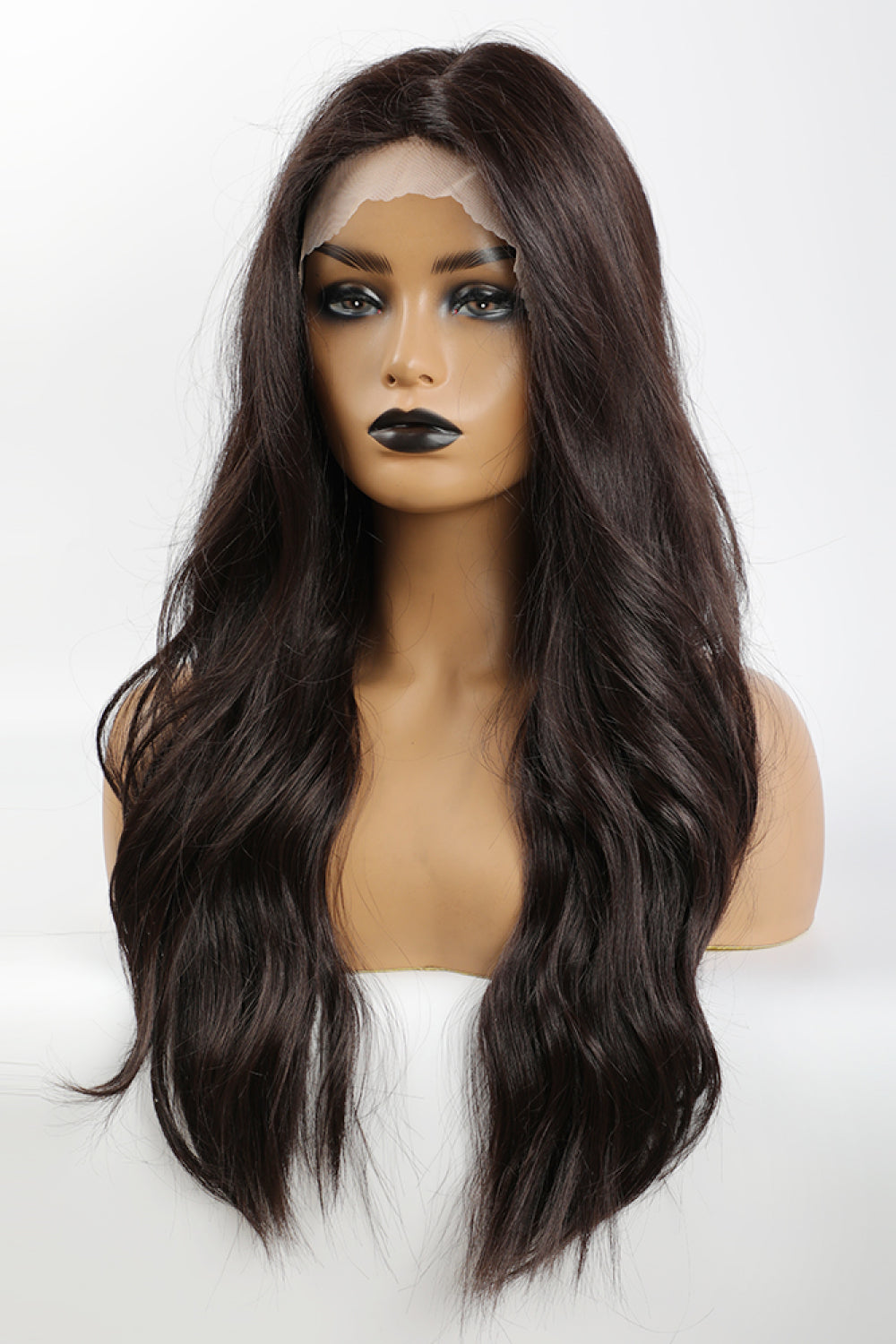 13*2" Lace Front Wigs Synthetic Long Wave 26" Heat Safe 150% Density in Brown 