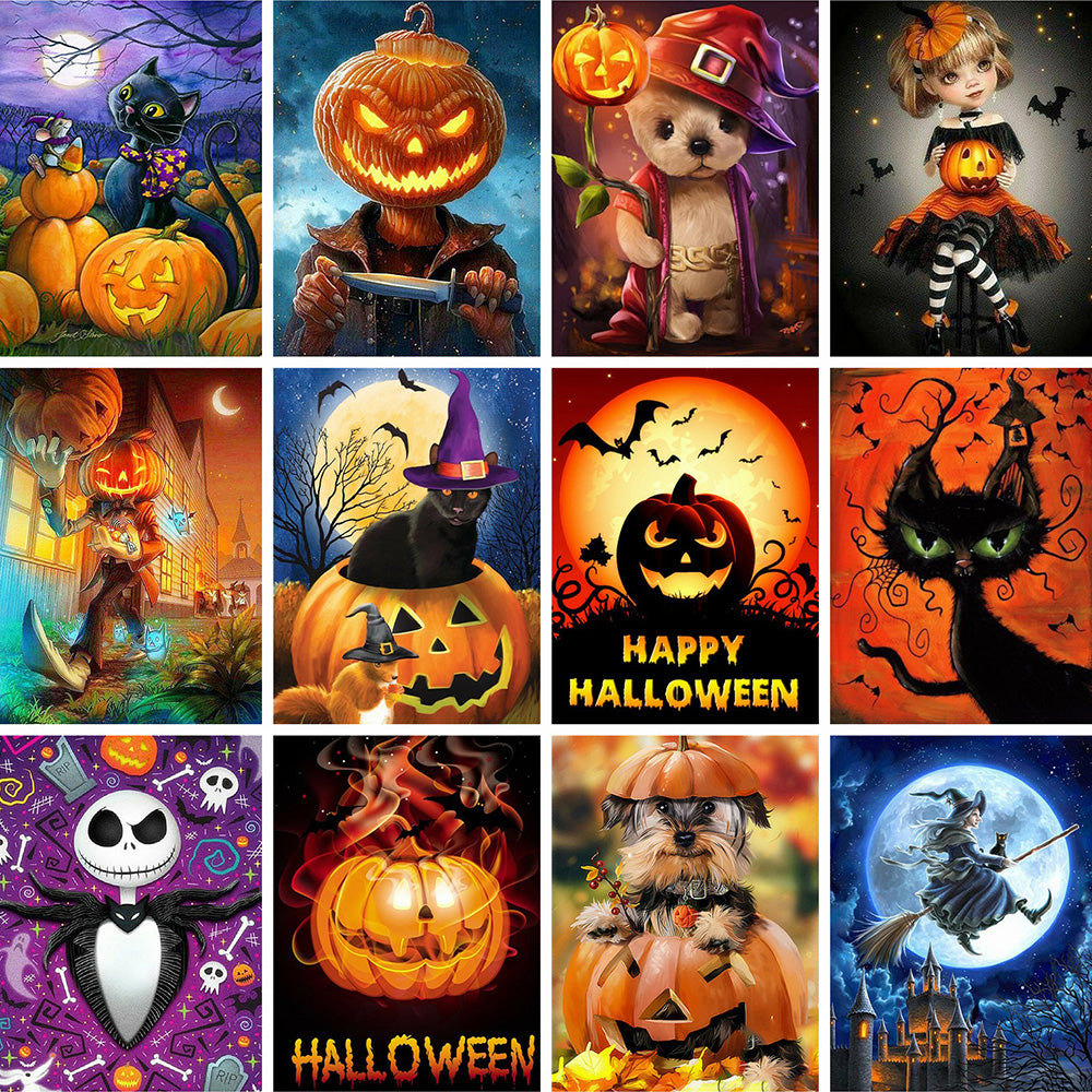 Painting Halloween Full Square Diamond Cartoon Embroidery Cross Stitch Kit