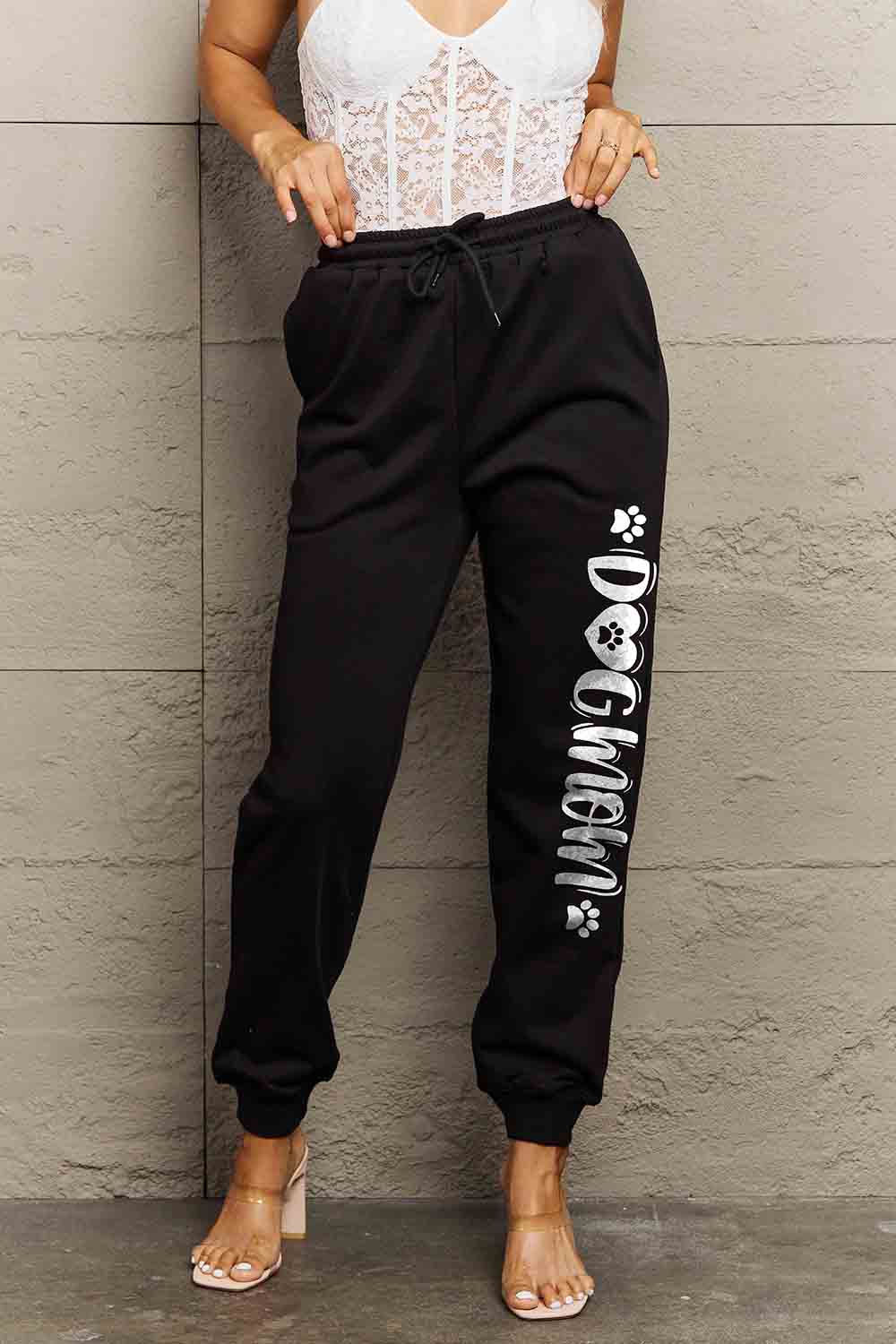 Simply Love Simply Love Full Size Drawstring DOG MAMA Graphic Long Sweatpants 