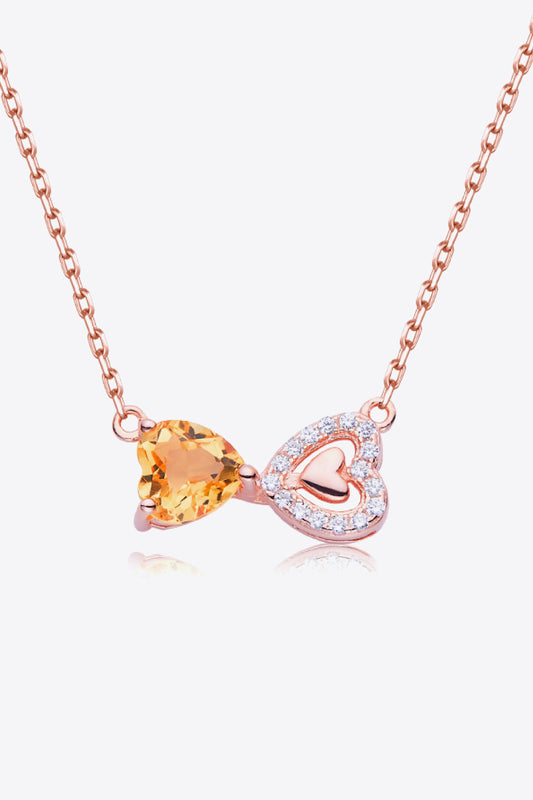 Citrine Heart 925 Sterling Silver Necklace 