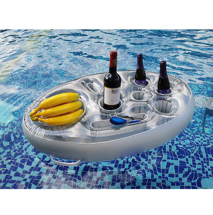 PVC Inflatable Drink Holder Cup Seat Porous Coaster Fruit Wine Mobile Phone Water Inflatable Ice Bed Swimming Pool Dinner Plate