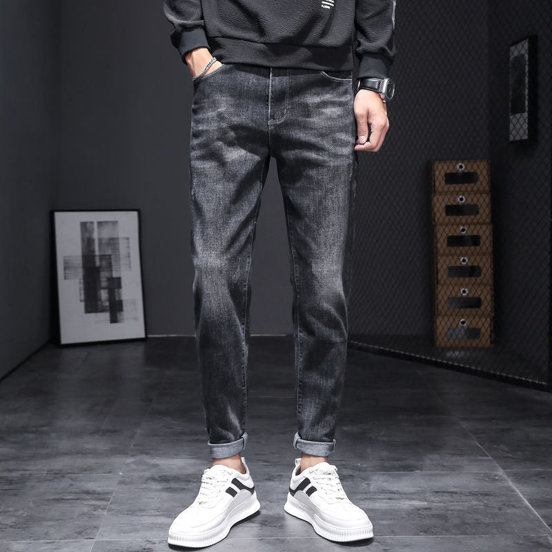 Stretch Slim Pants Korean Casual Trend All-match Black Pants Men