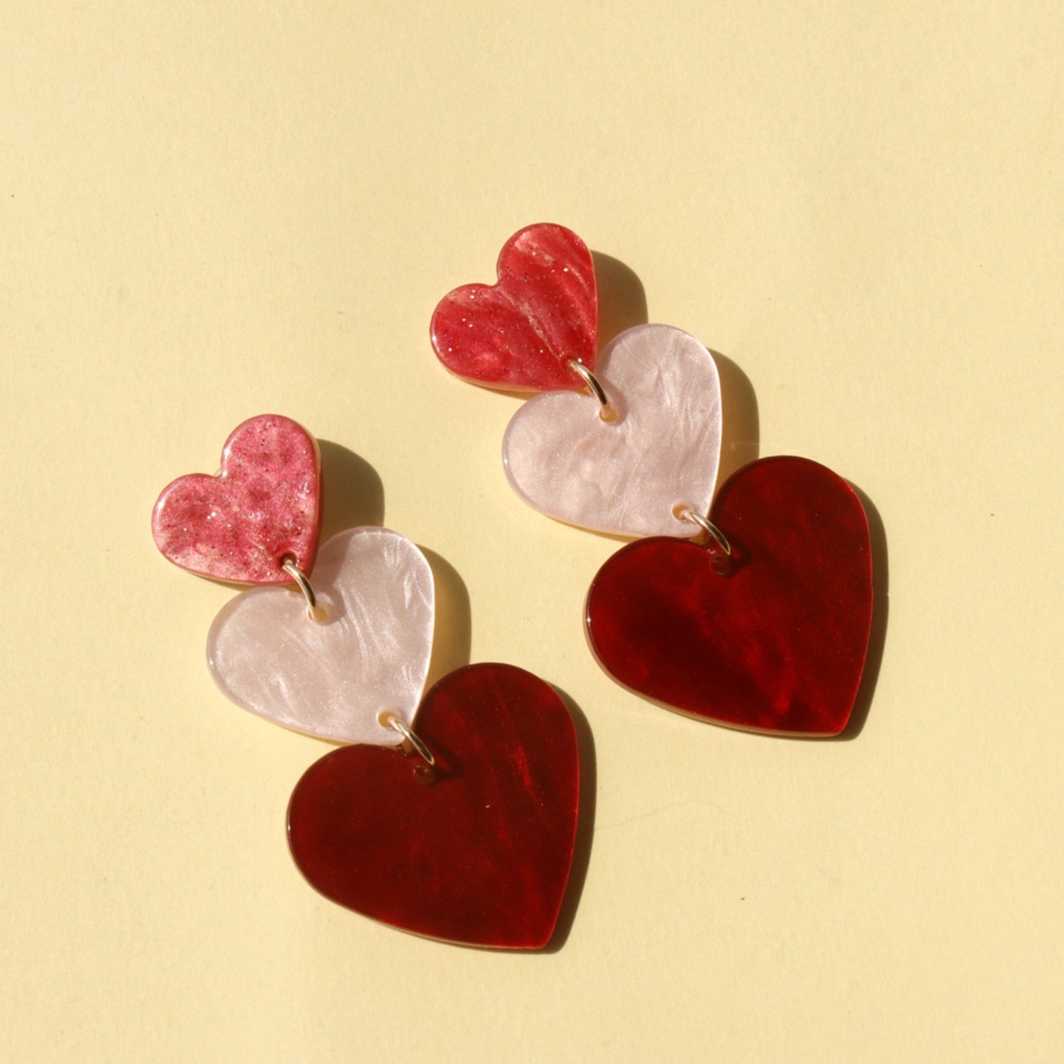 Acrylic Heart Dangle Earrings 