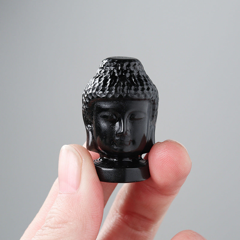 Natural Crystal Mini Buddha Head Ornament Carving Crafts