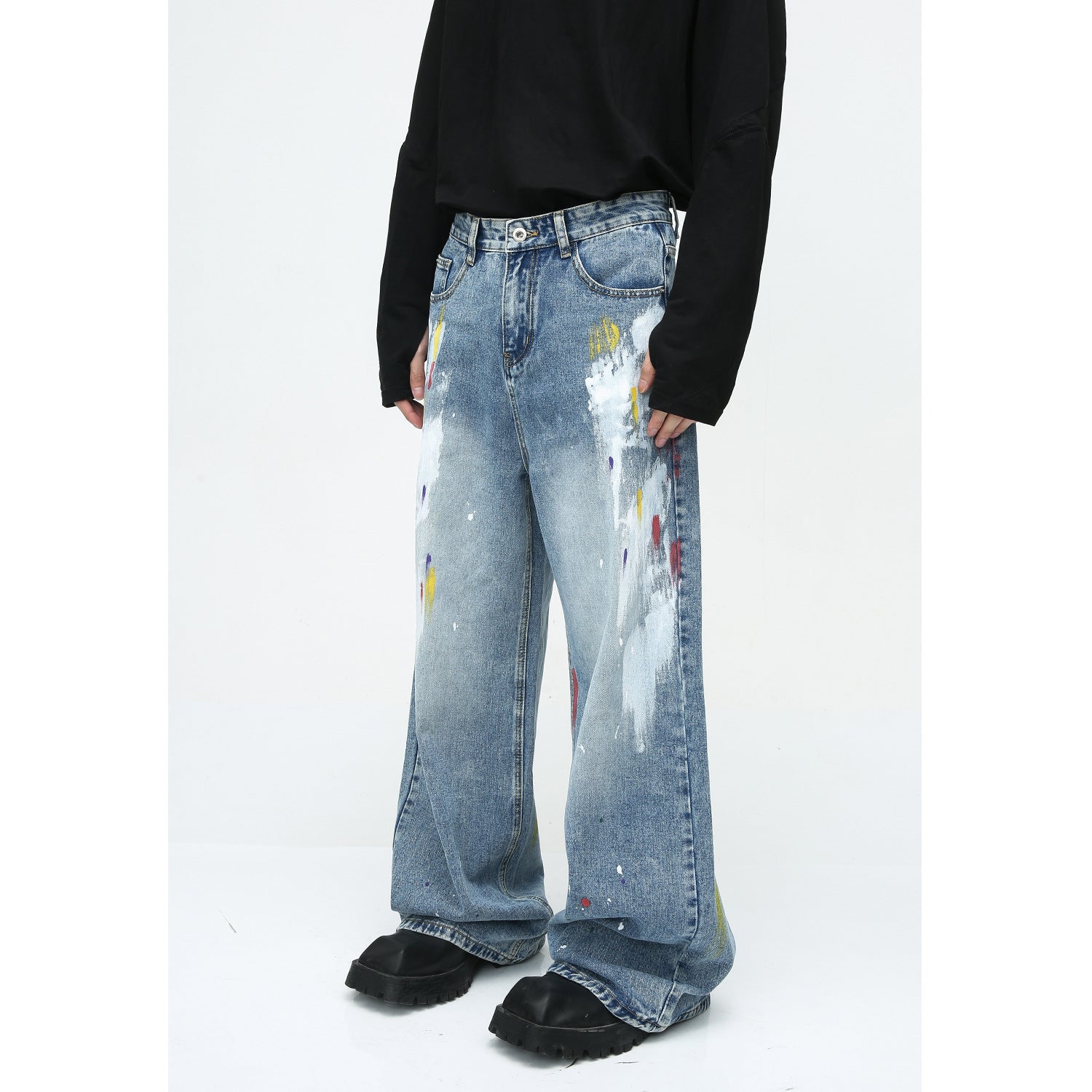 Niche Design Graffiti Loose Casual Jeans