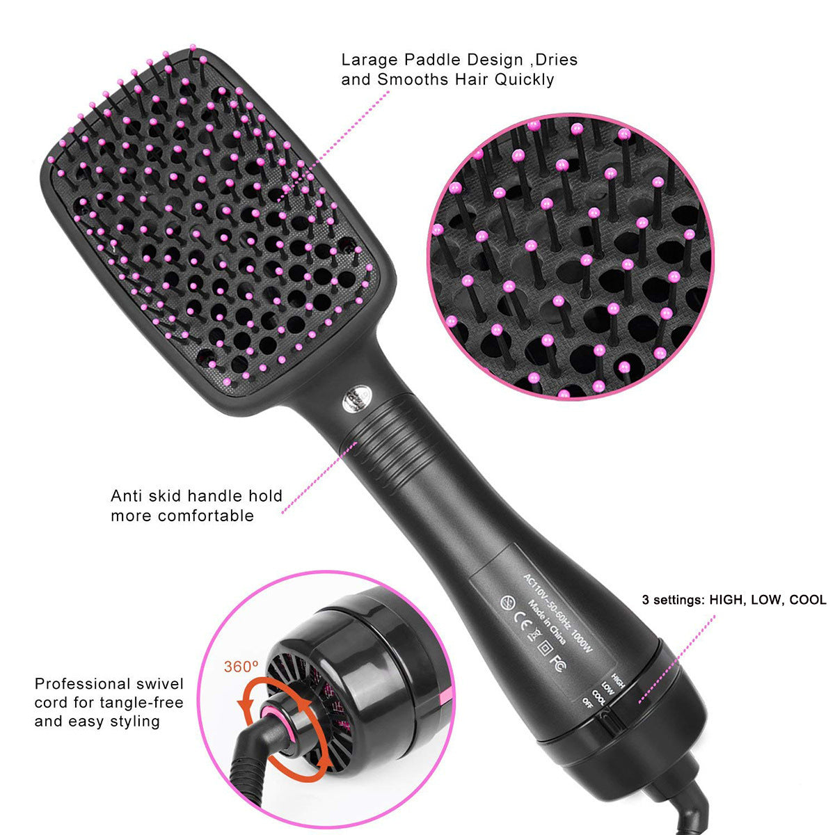 Electric Hair Dryer Comb 2 In 1 