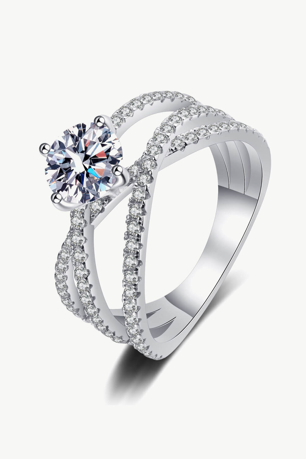 1 Carat Moissanite Crisscross Ring 