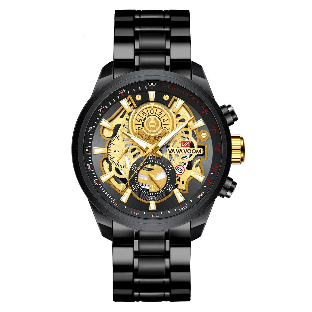 Quartz Watch For Men Black Gold Man Business Non Automatic Machine