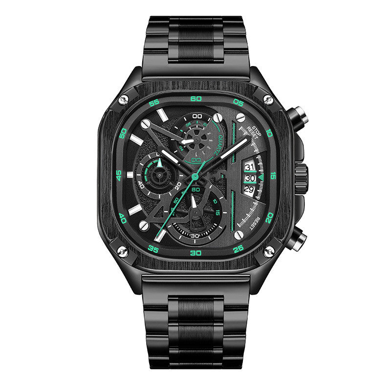 Fashion Square Watch Timing Luminous Calendar Men