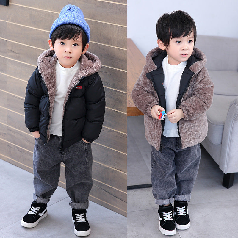 Boy's Cotton-padded Winter Jacket, Children's Cotton-padded Jacket, Double-sided Wear