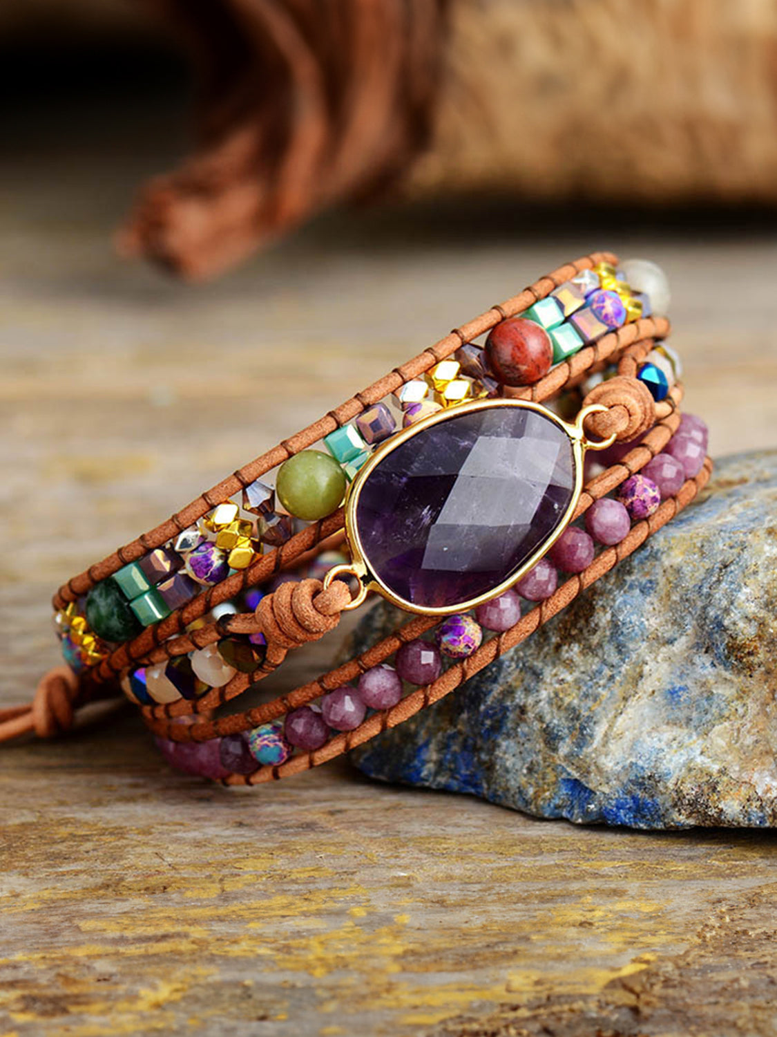 Triple-Layer Amethyst Bracelet 