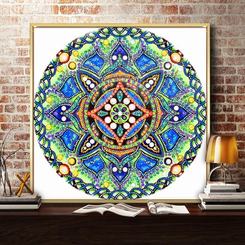 Green & Blue Mandala  Special Shape  Diamond Painting