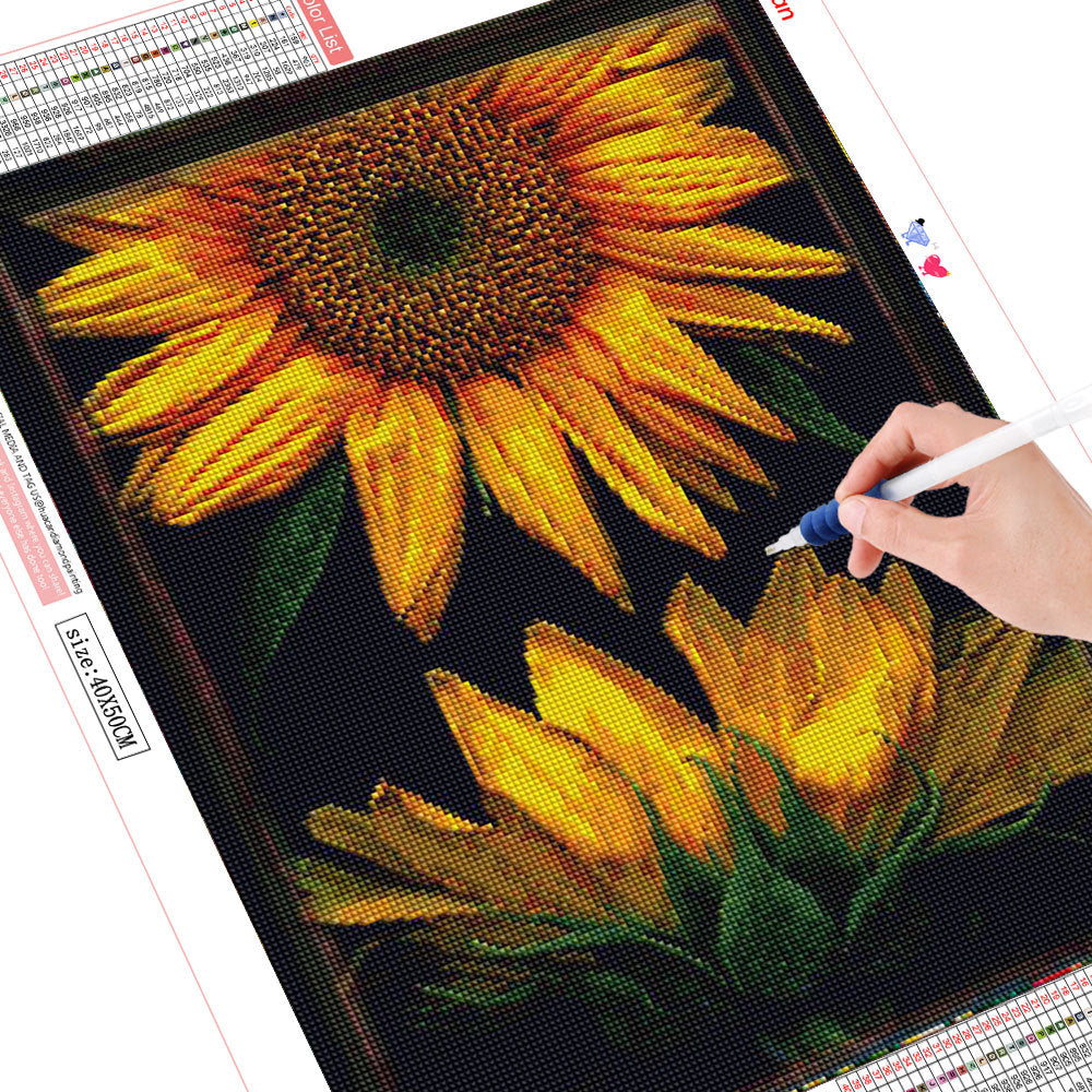 Diamond Sunflower Picture Shape Embroidery