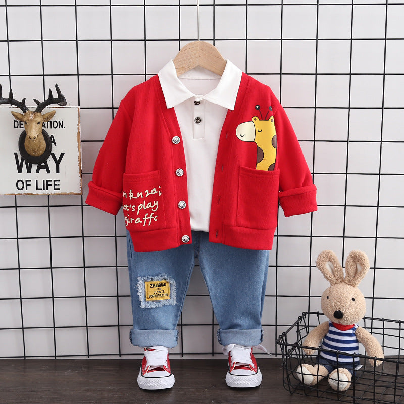 Cartoon Coat Three-piece Set 1-3 Years Old 4 Children's Clothes