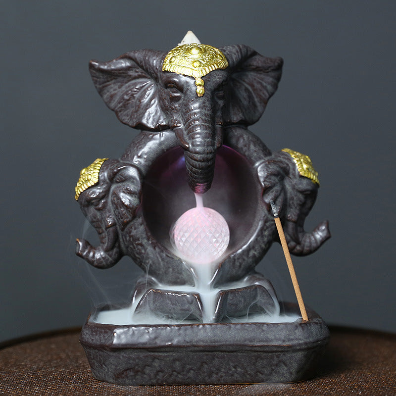 Ceramic elephant backflow incense burner