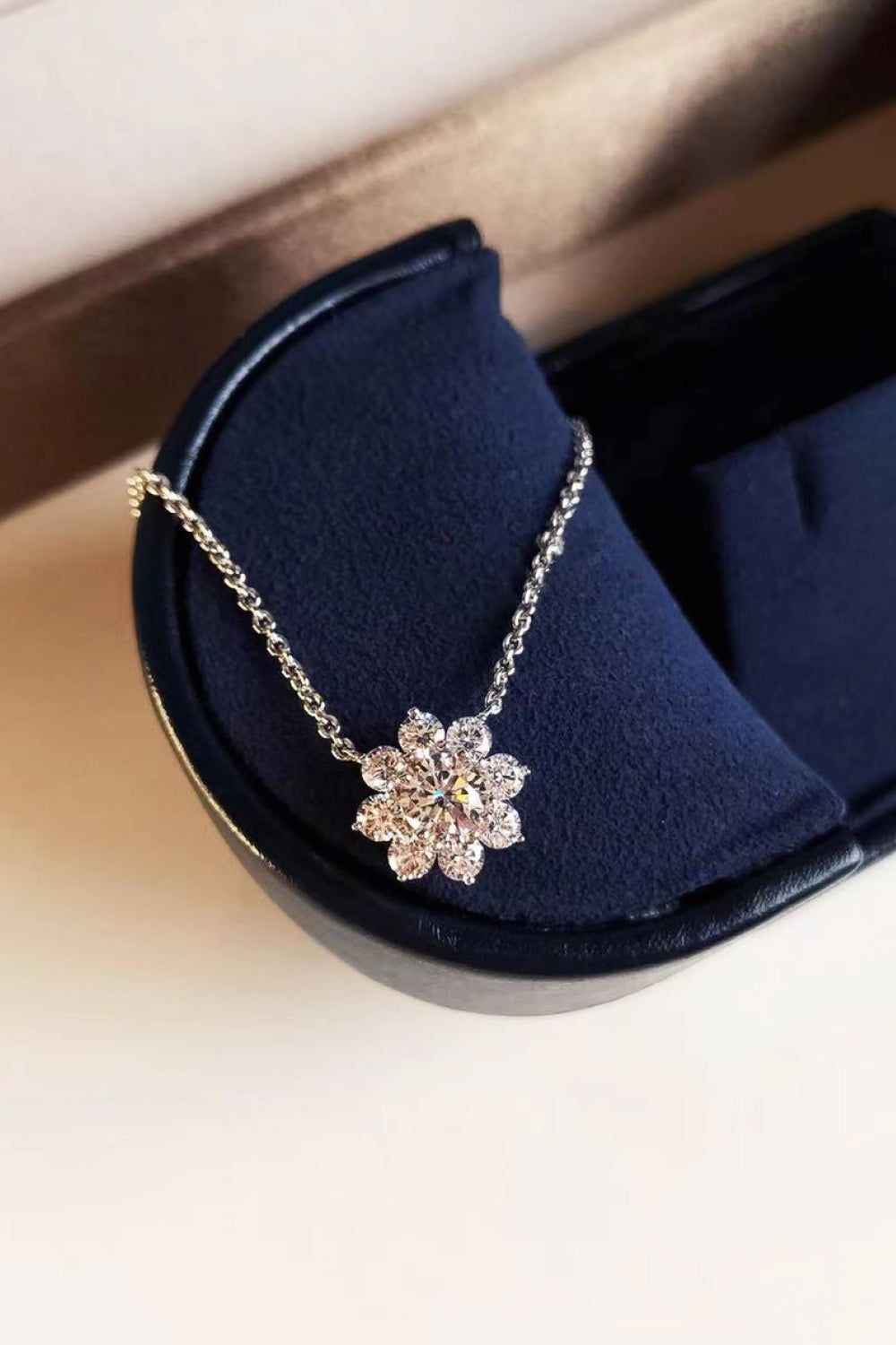 1 Carat Moissanite Floral Pendant Necklace 