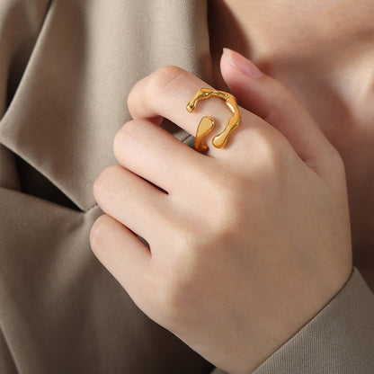 18K Gold-Plated Irregular Open Ring 