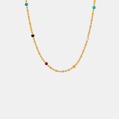 18K Gold-Plated Oil Drip Bead Necklace 